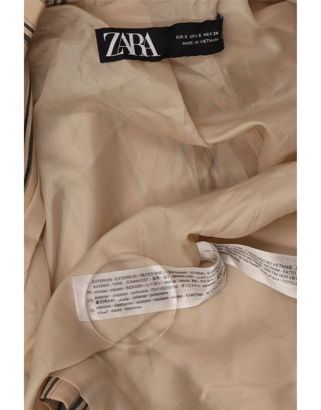 Zara Ανδρικό σακάκι με διπλό στήθος UK 36 Μικρό μπεζ ριγέ βισκόζη