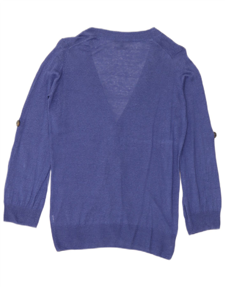 Massimo Dutti Γυναικείο πουλόβερ ζακέτα UK 12 Medium Blue Linen