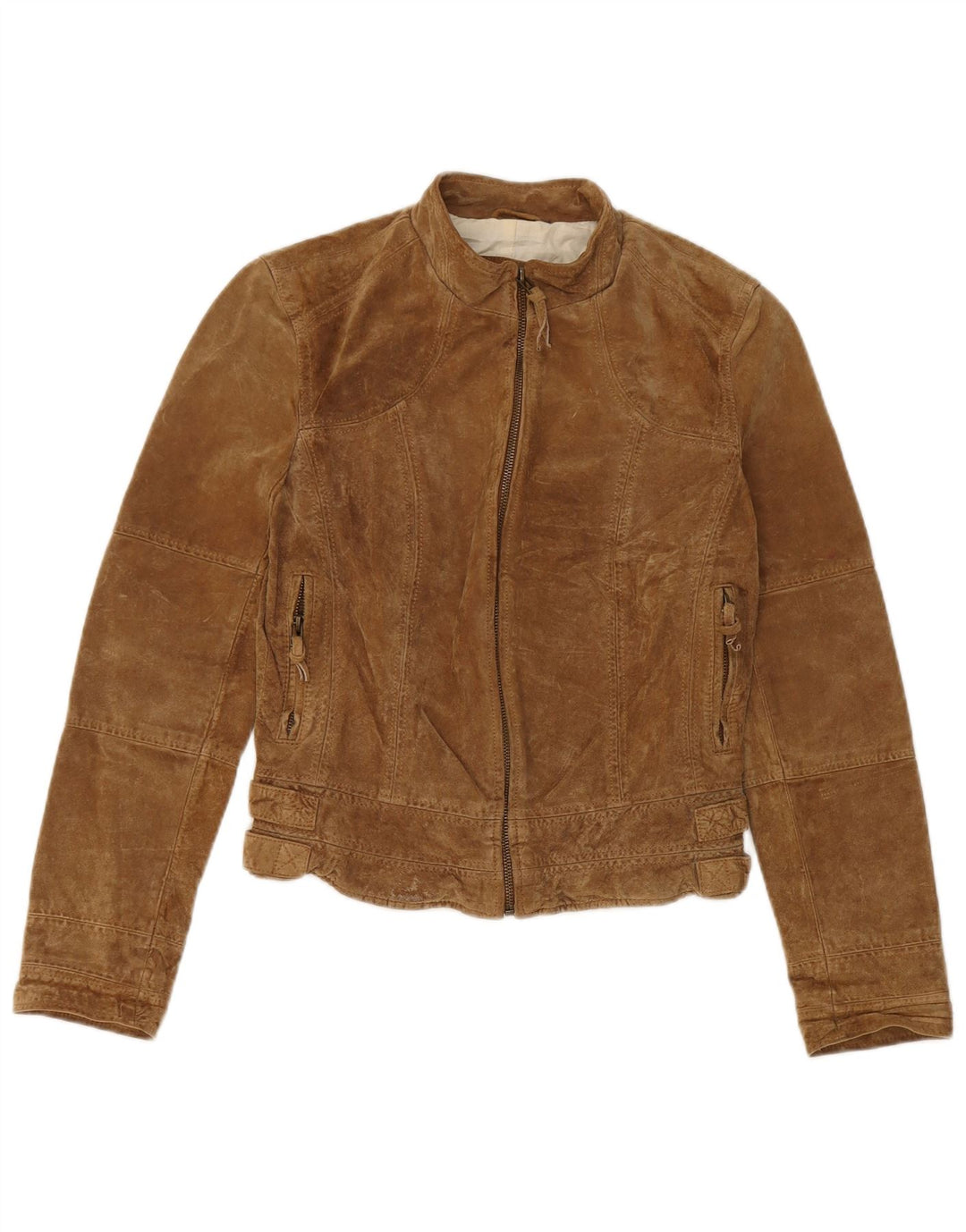 Zara Γυναικείο Σουέντ Μπουφάν UK 12 Medium Beige Leather