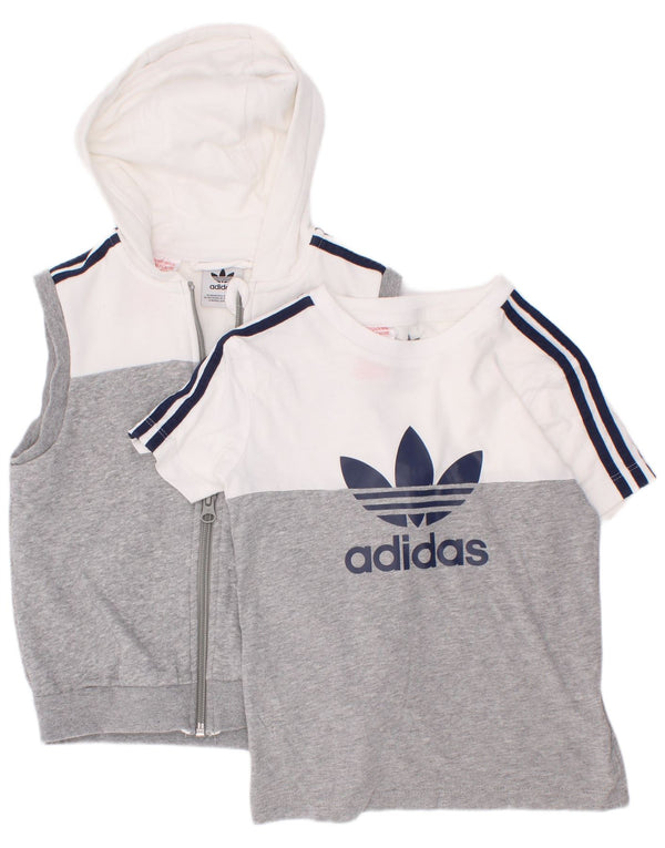 Σετ 2 τεμαχίων Adidas Boys Graphic Hooded 3-4 ετών, βαμβακερό γκρι χρώμα