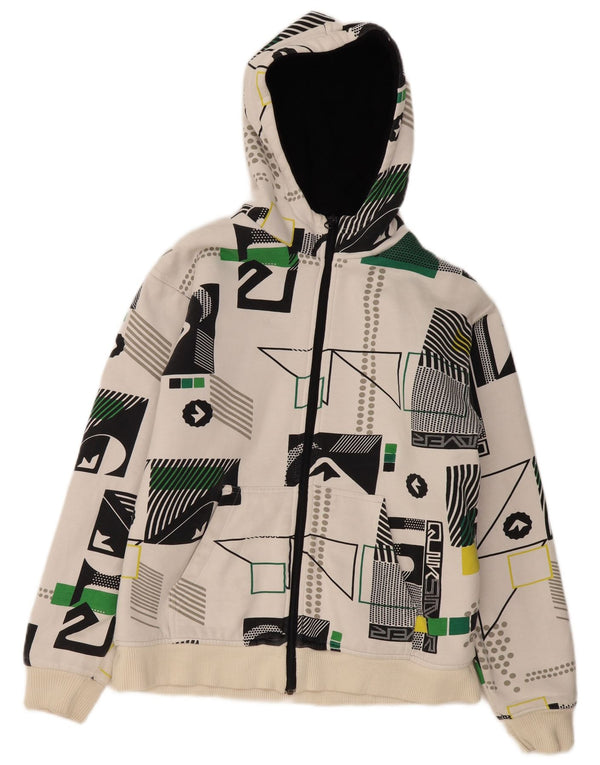 Quiksilver Boys Graphic Zip Hoodie πουλόβερ 15-16 ετών Λευκό γεωμετρικό