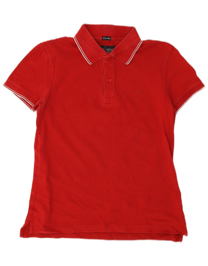 Armani Jeans Γυναικείο Skinny Polo πουκάμισο UK 14 Medium Red