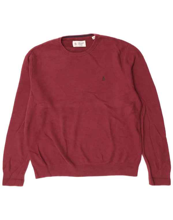 Ανδρικό πουλόβερ Penguin Crew Neck Jumper 2XL από βαμβακερό μπορντό