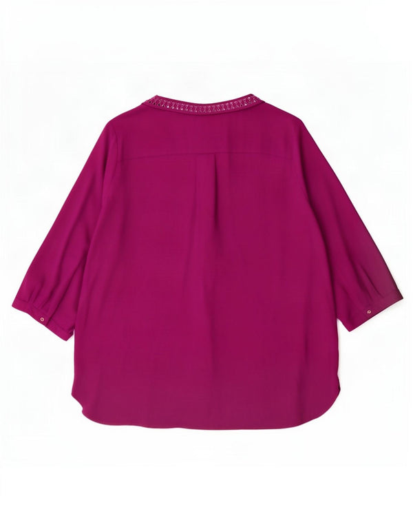 Marks & Spencer Γυναικεία μπλούζα με 3/4 μανίκια τοπ UK 24 4XL Μωβ πολυεστέρας