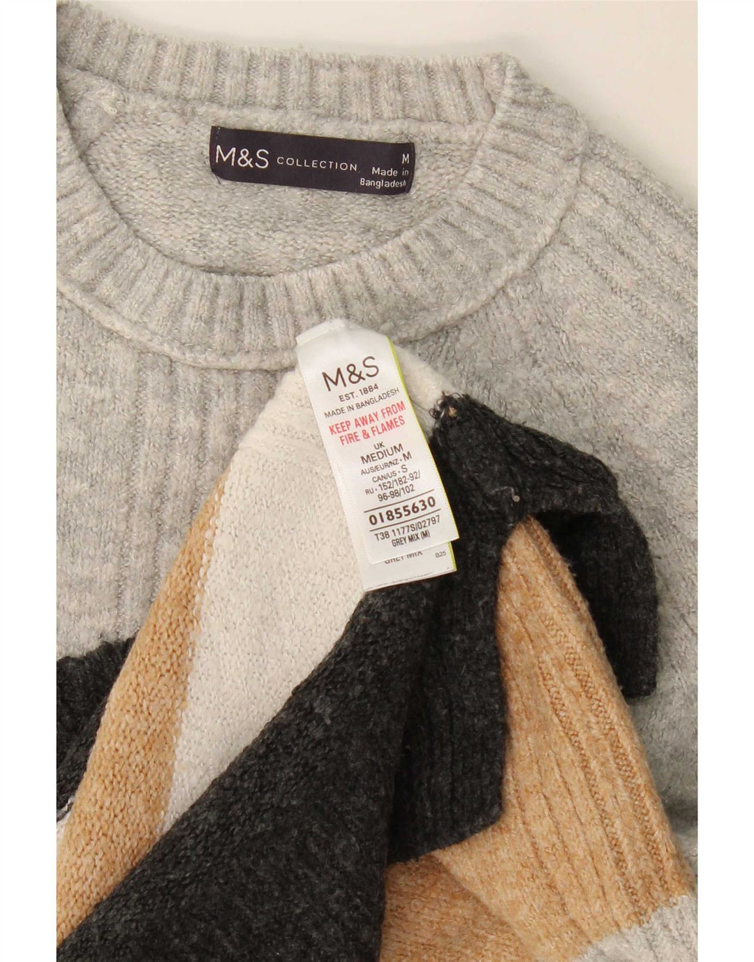 Marks & Spencer Γυναικείο πουλόβερ με λαιμόκοψη UK 14 Medium Grey