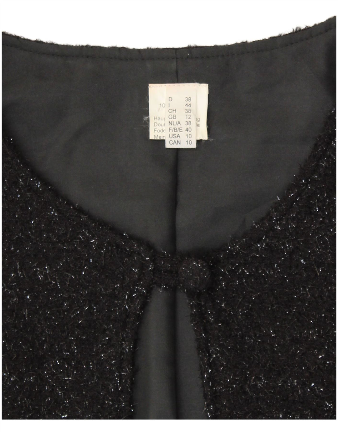 VINTAGE Γυναικείο μπουφάν Bolero UK 12 Medium Black Flecked Nylon