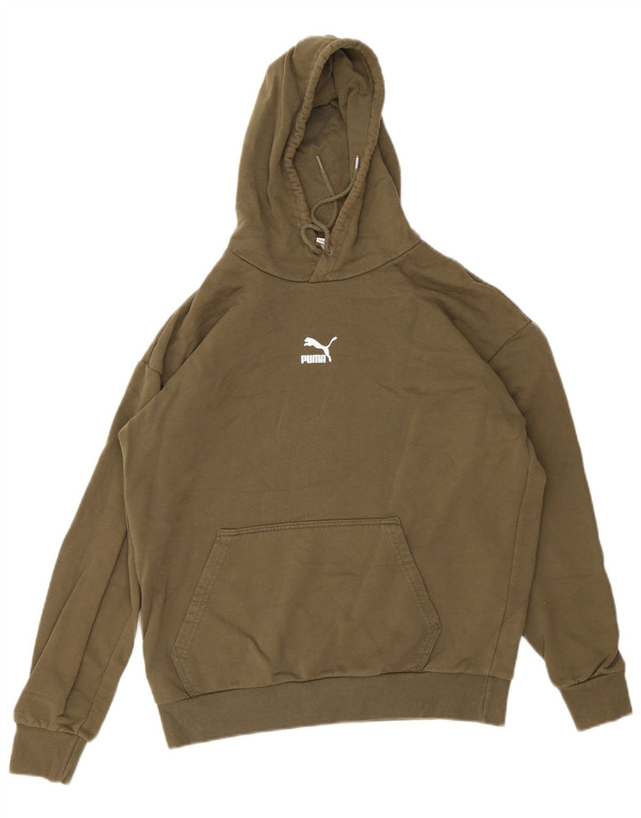 Puma Ανδρικό Hoodie Jumper Μικρό Χακί Βαμβακερό