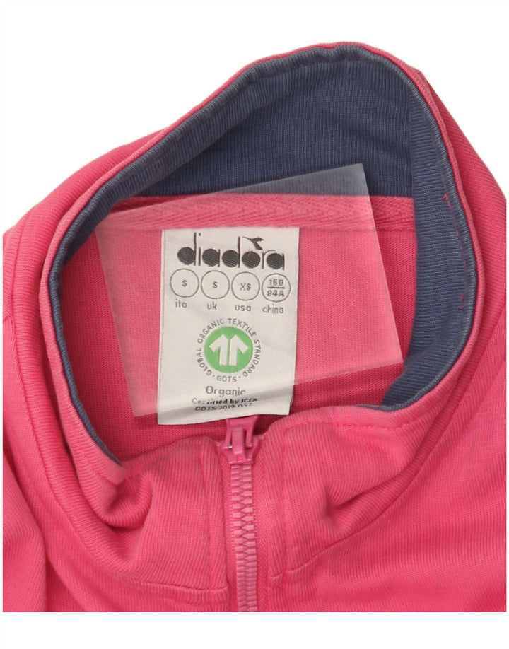 DIADORA Γυναικεία αθλητική φόρμα γραφικών Top Jacket UK 10 Small Pink Colourblock