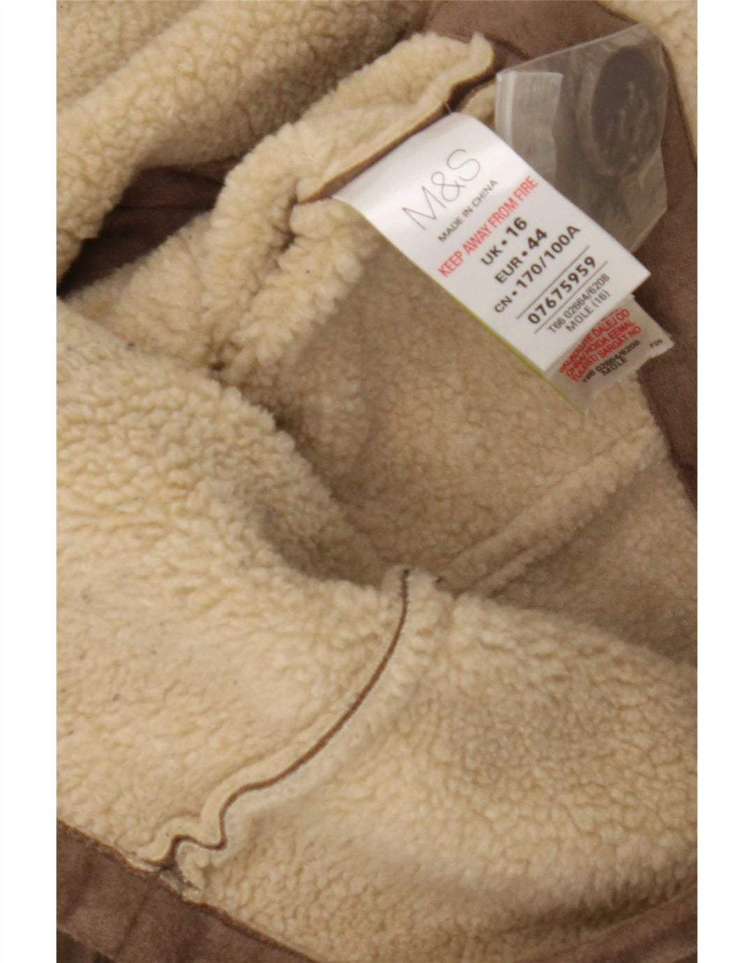 Marks & Spencer Γυναικείο μπουφάν Sherpa UK 16 Large Brown Polyester