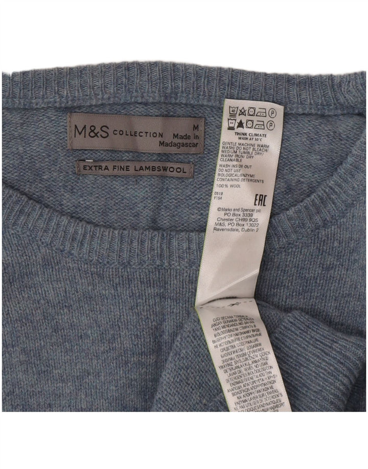 Ανδρικό πουλόβερ Marks & Spencer Boat Neck Jumper με μεσαίο μπλε μαλλί Classic