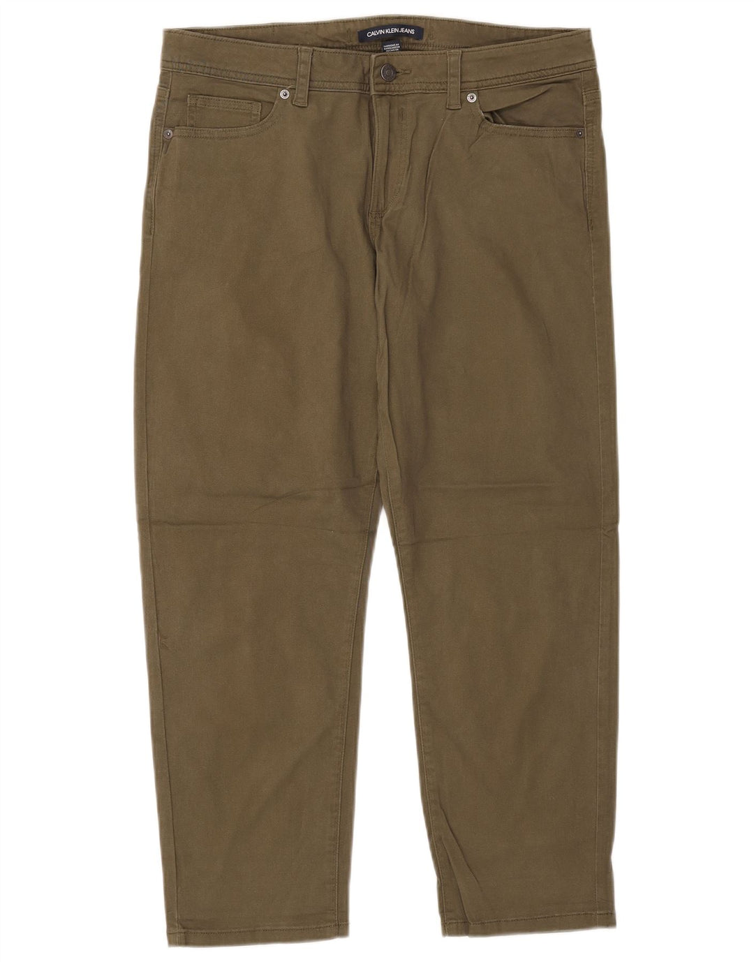 CALVIN KLEIN Γυναικείο κωνικό κομμένο παντελόνι US 12 Large W34 L26 Khaki