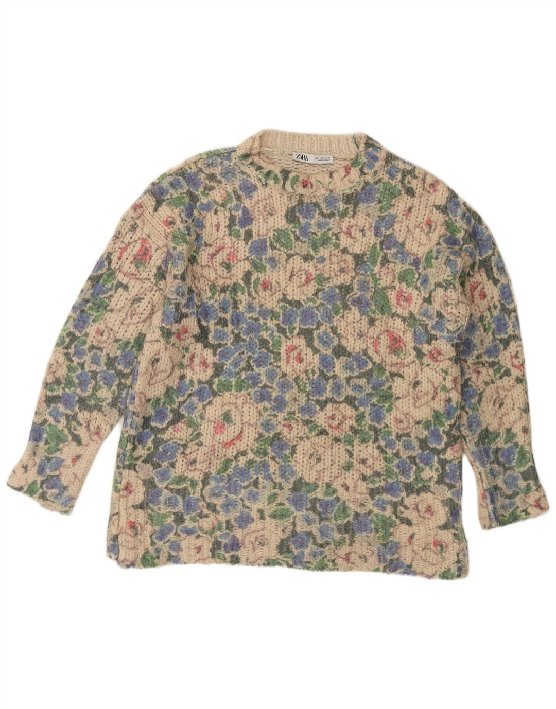 Γυναικείο πουλόβερ ZARA Crew Neck Jumper UK 10 Small πολύχρωμο Floral