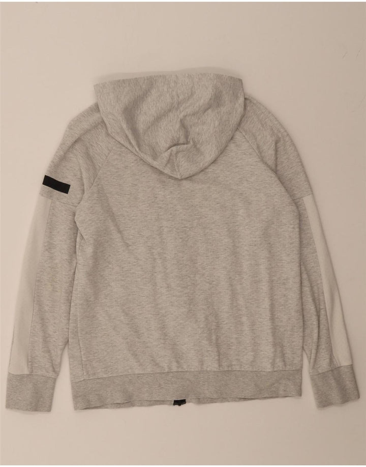 REEBOK Womens Graphic Zip Hoodie Sweater UK 12/14 Medium Grey Vintage Reebok and Second-Hand Reebok from Messina Hembry 