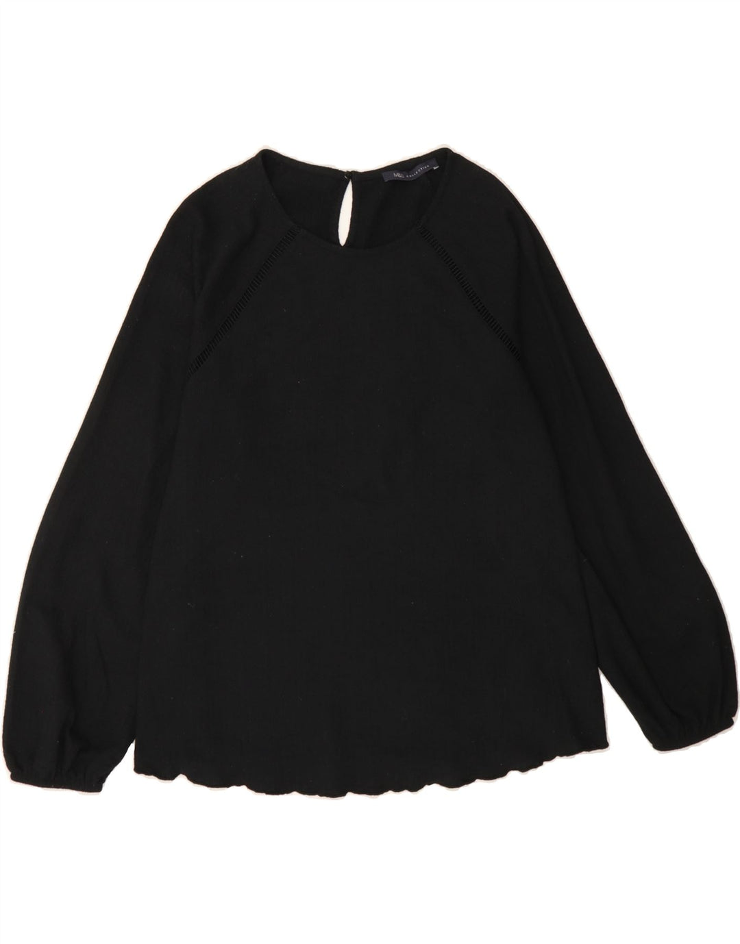 MARKS & SPENCER Womens Long Sleeve Blouse Top UK 10 Small  Black Polyester Vintage Marks & Spencer and Second-Hand Marks & Spencer from Messina Hembry 