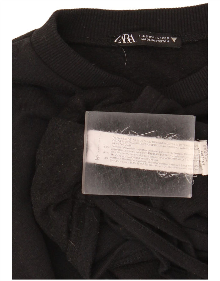 Zara Γυναικεία Φούτερ Jumper UK 10 Small Black Polyester