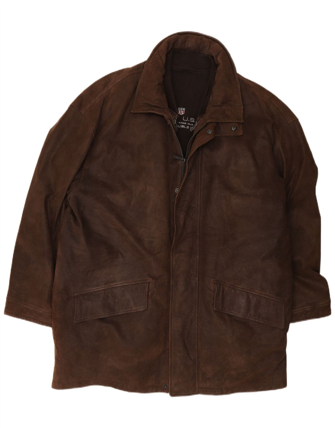 Ανδρικό Gant Loose Fit Δερμάτινο Αντιανεμικό Παλτό UK 38 Μεσαίο Καφέ