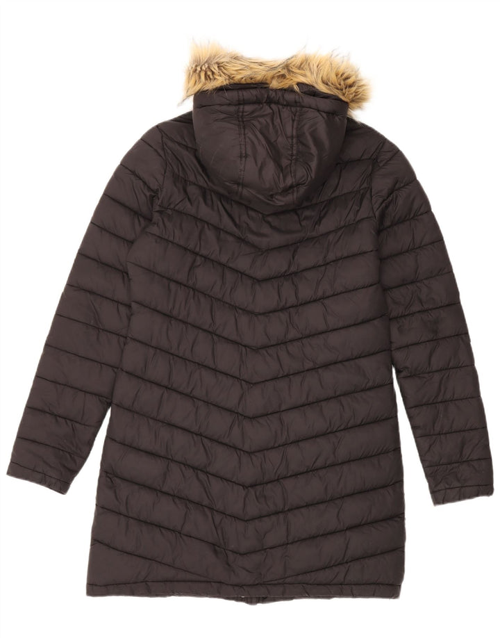 Superdry γυναικείο παλτό με κουκούλα με επένδυση UK 12 μεσαίο μαύρο νάιλον