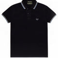 Fred Perry Ανδρικό πουκάμισο Polo Μικρό Navy Blue από βαμβάκι