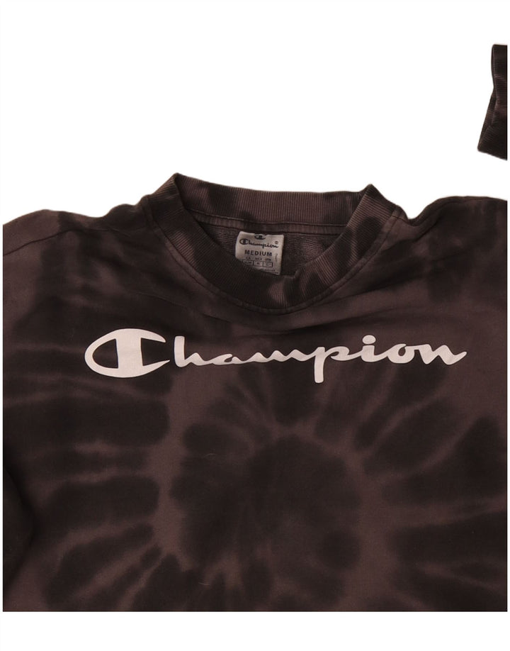 CHAMPION Γυναικεία Crop Graphic Φούτερ Jumper UK 14 Medium Brown Tie Dye