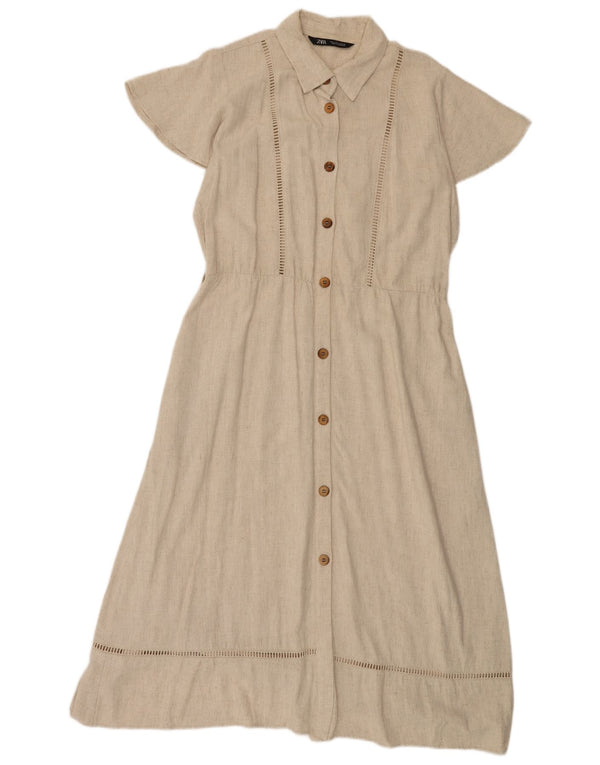 Zara Γυναικείο κοντομάνικο πουκάμισο UK 16 Large Beige