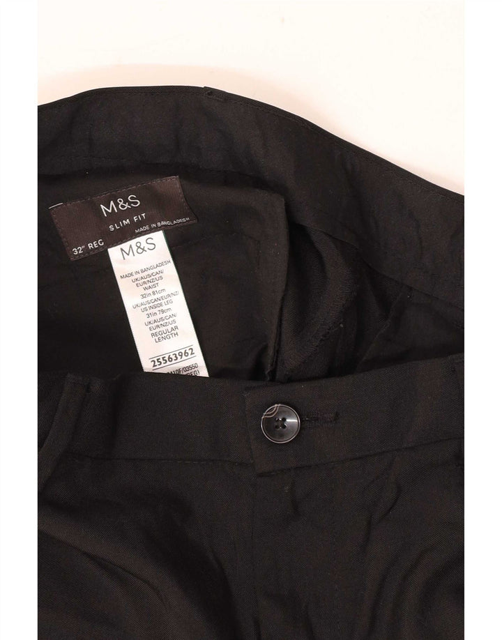 Marks & Spencer Ανδρικό Slim Fit Casual Παντελόνι W32 L31 Μαύρο Πολυεστέρας