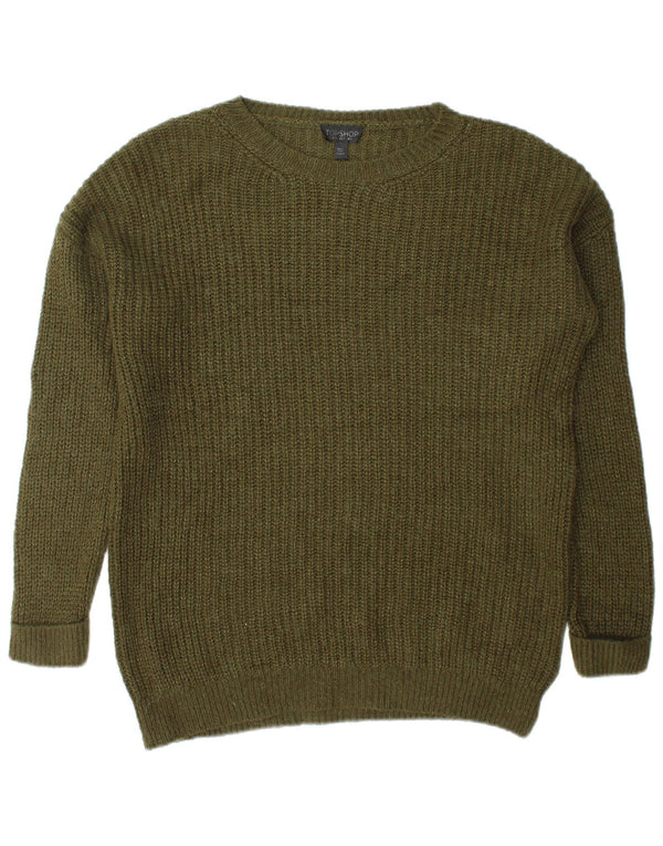 Topshop Γυναικείο πουλόβερ υπερμεγέθους Boat Neck Jumper UK 6 XS Khaki Acrylic