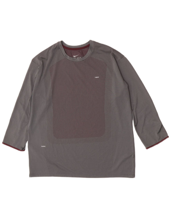 Ανδρικό μπλουζάκι Nike 3/4 μανίκι 2XL σε γκρι χρώμα