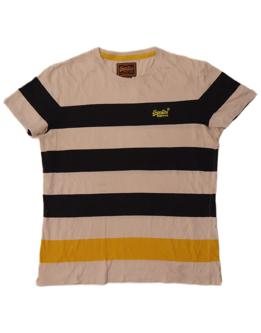 Superdry Ανδρικό T-Shirt Top 2XL Off White Ριγέ βαμβακερό