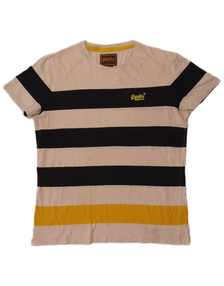 Superdry Ανδρικό T-Shirt Top 2XL Off White Ριγέ βαμβακερό