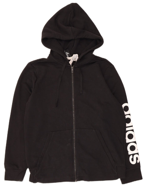 Γυναικείο πουλόβερ με κουκούλα με φερμουάρ Adidas UK 20/22 XL μαύρο βαμβακερό