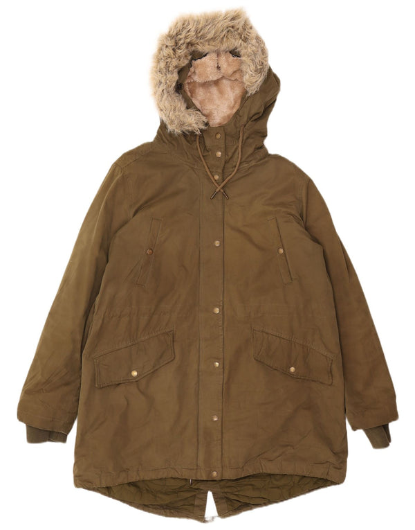 FAT FACE Γυναικείο μπουφάν Parka με κουκούλα UK 16 Large Khaki Polyester