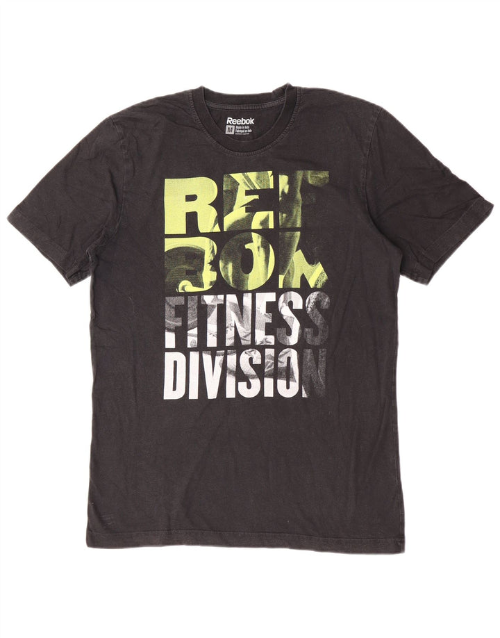 Ανδρικό γραφικό T-Shirt Reebok Top Μεσαίο μαύρο βαμβακερό