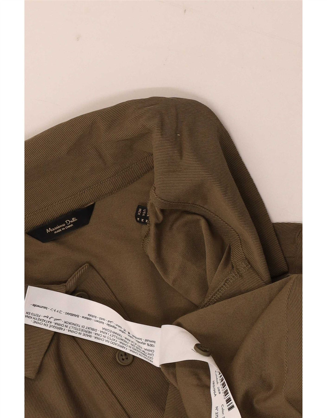 Ανδρικό μπλουζάκι πόλο Massimo Dutti, μεσαίο χακί βαμβακερό