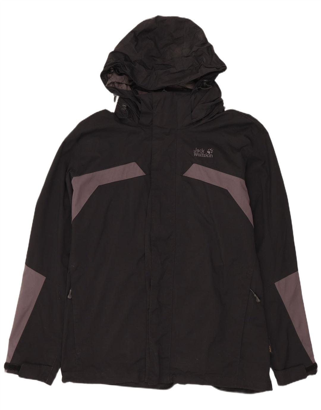 Ανδρικό μπουφάν βροχής με κουκούλα JACK WOLFSKIN UK 36/38 μεσαίο μαύρο χρώμα