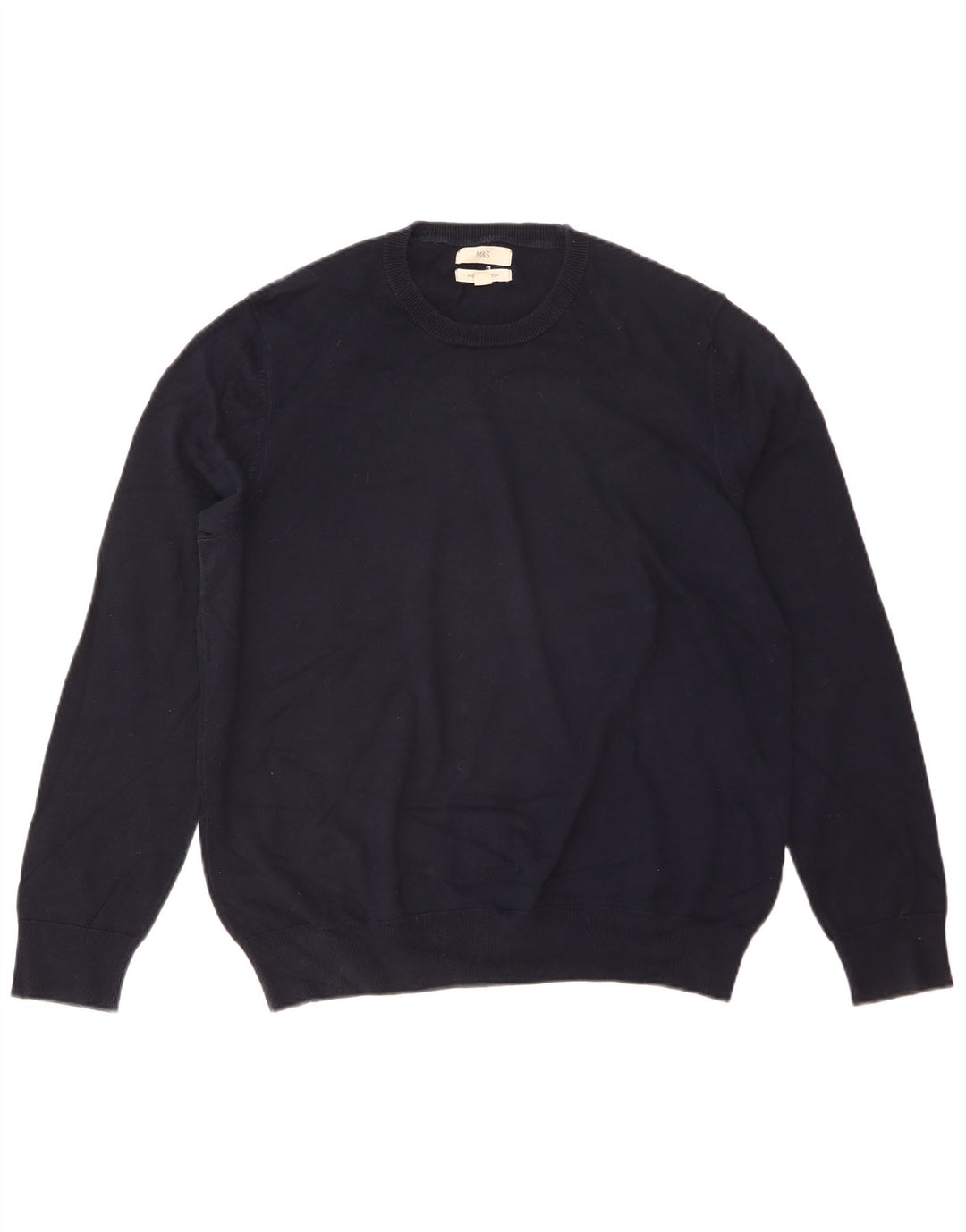 Ανδρικό πουλόβερ Marks & Spencer Crew Neck Jumper XL Navy Blue Cotton