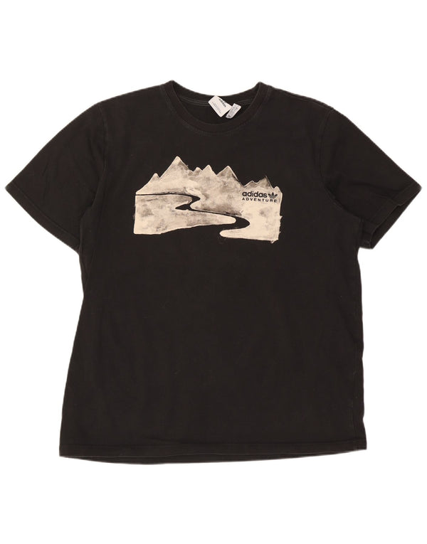 Adidas Mens Graphic T-Shirt Top Large Black Cotton
