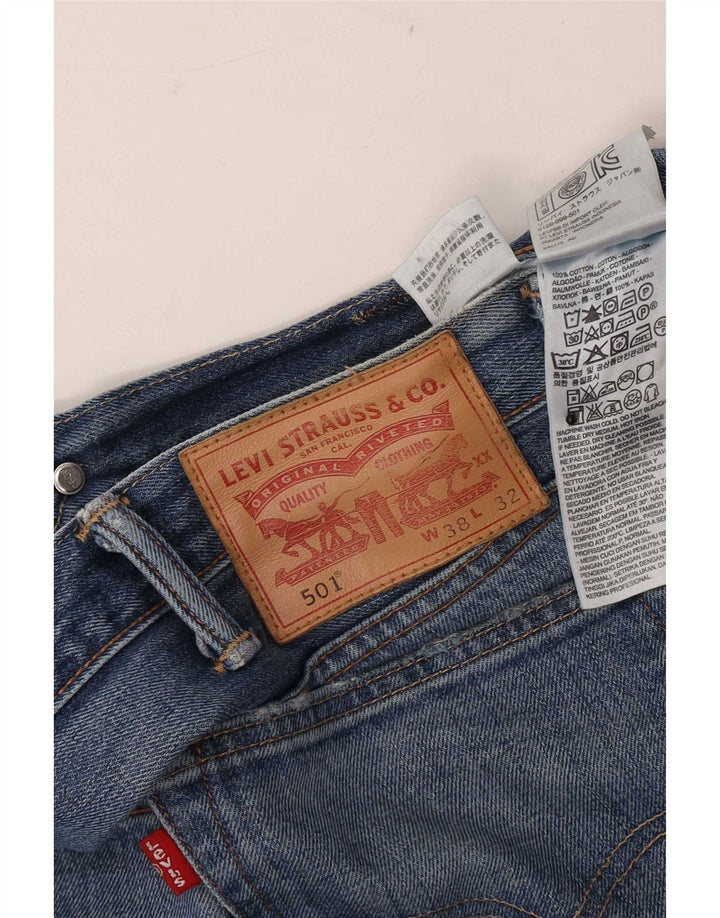 Levi's Mens 501 Straight Jeans W38 L32 Μπλε Βαμβακερό