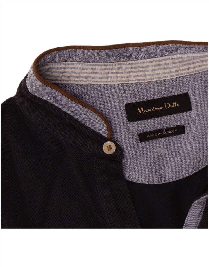 Ανδρικό μπλουζάκι πόλο Massimo Dutti, Βαμβακερό, μεσαίο μπλε ναυτικό