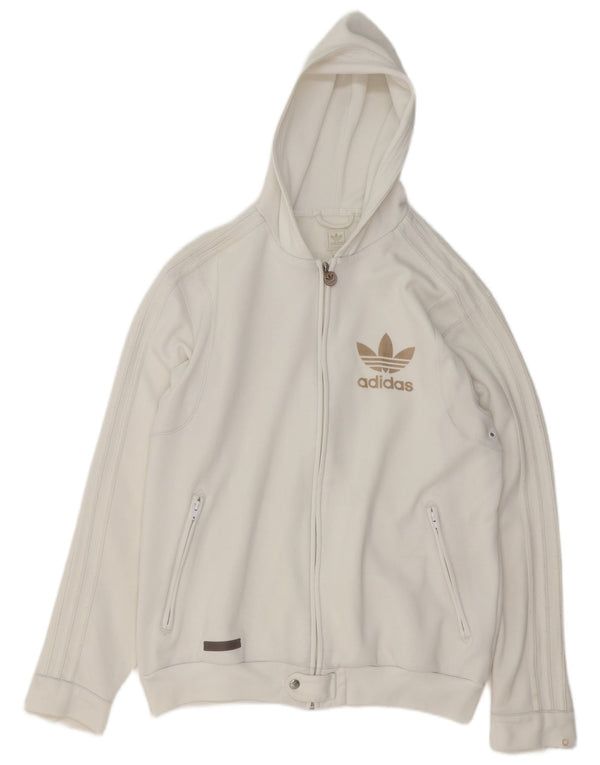Ανδρικό πουλόβερ με κουκούλα με φερμουάρ Adidas XL λευκό πολυεστέρα