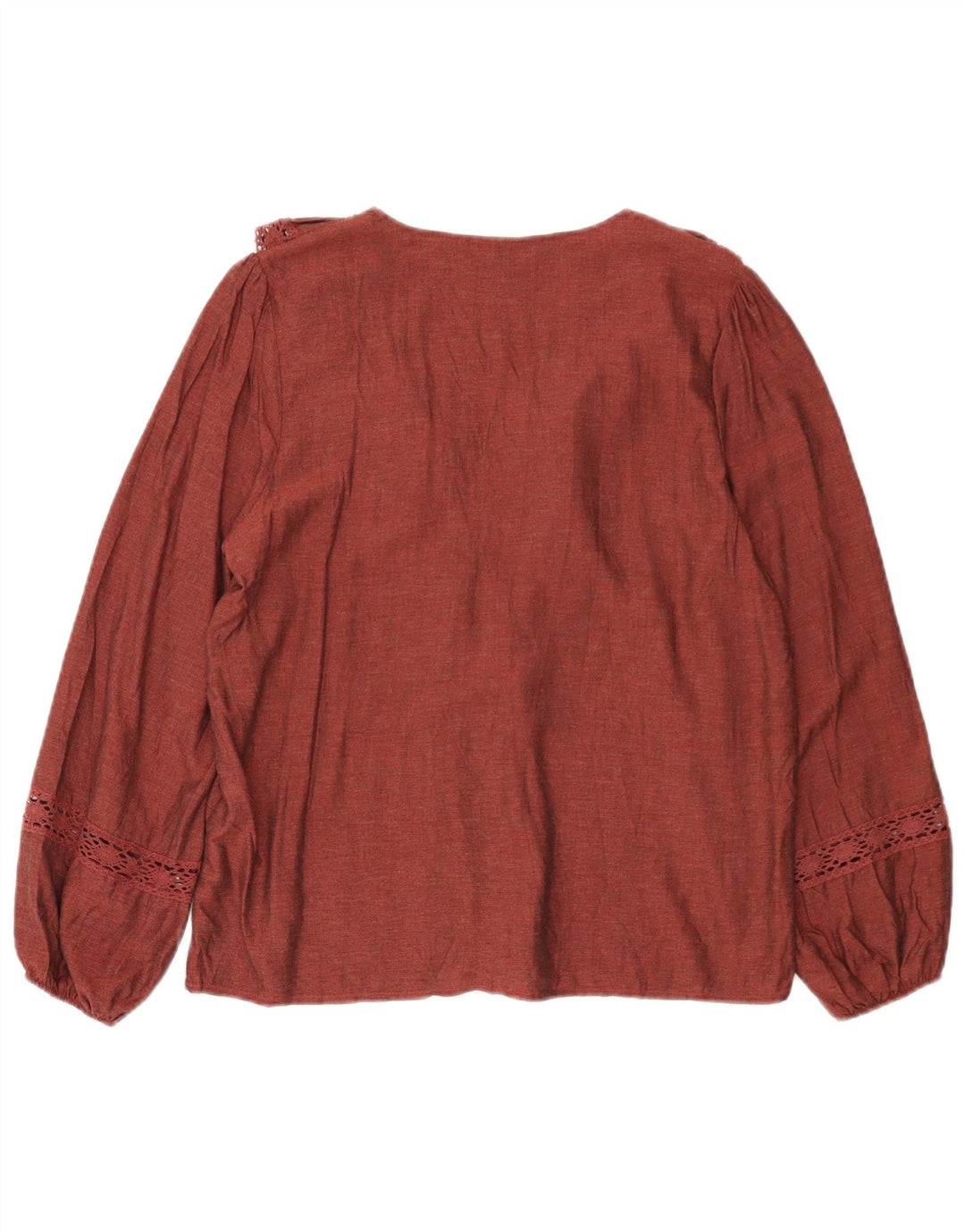 Zara Γυναικεία βολάν μπροστά Μπλούζα Oversized Top UK 10 Small Red Viscose