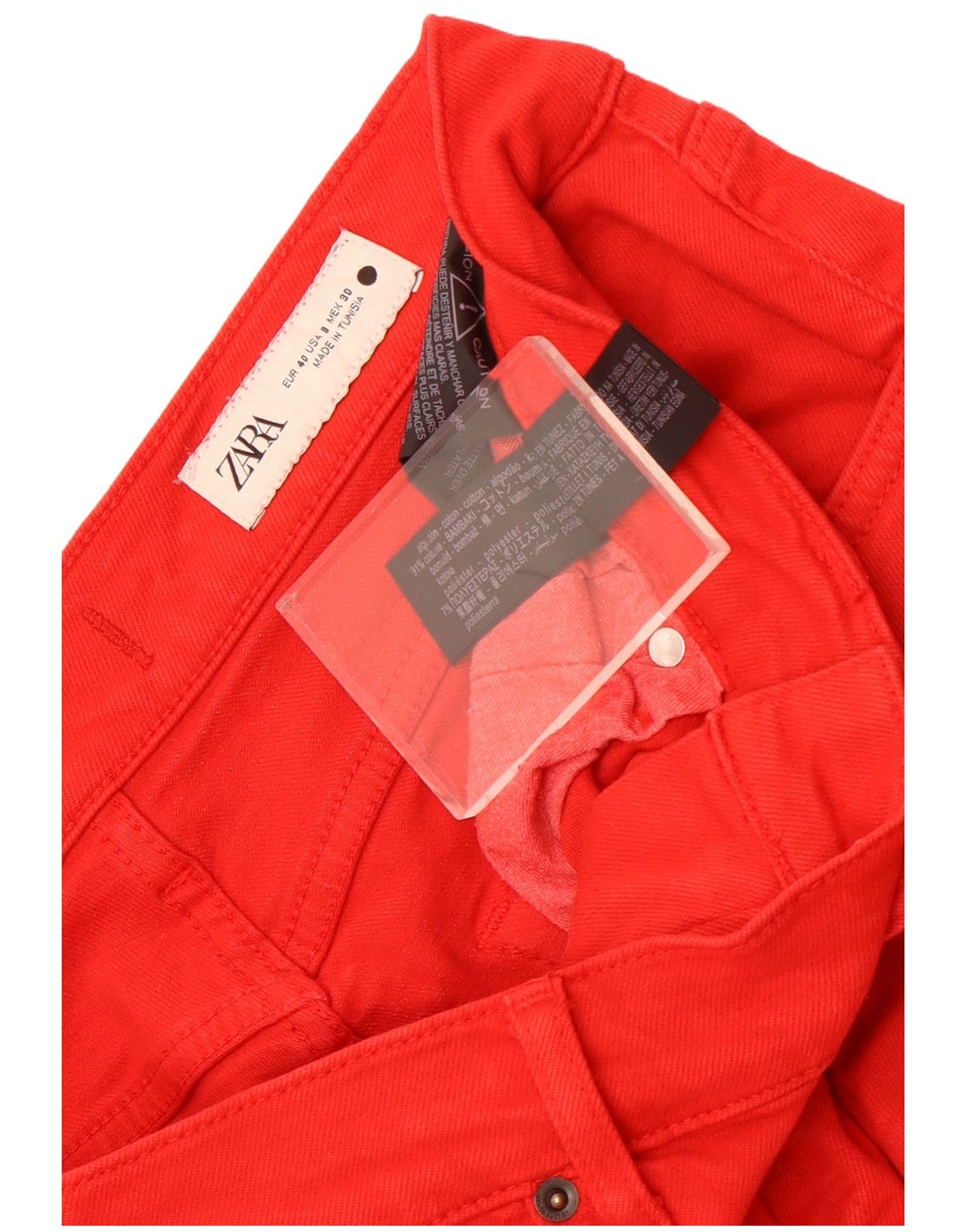 Zara Γυναικείο Straight Jeans EU 40 Medium W30 L27 Red Cotton