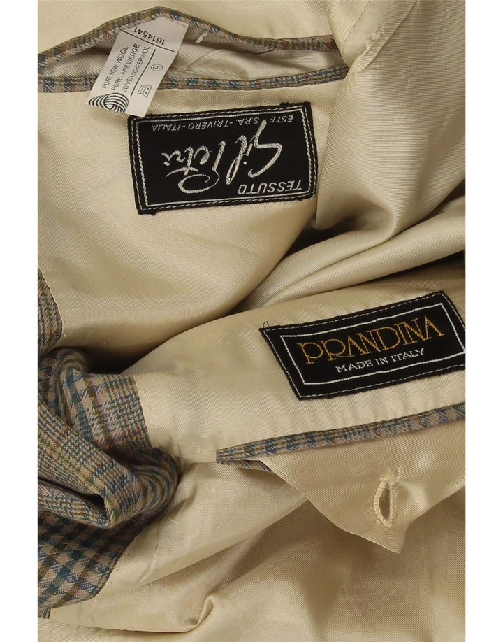 Prandina Ανδρικό σακάκι σακάκι με 2 κουμπιά UK 40 Μεγάλο Πράσινο Houndstooth Νέο μαλλί