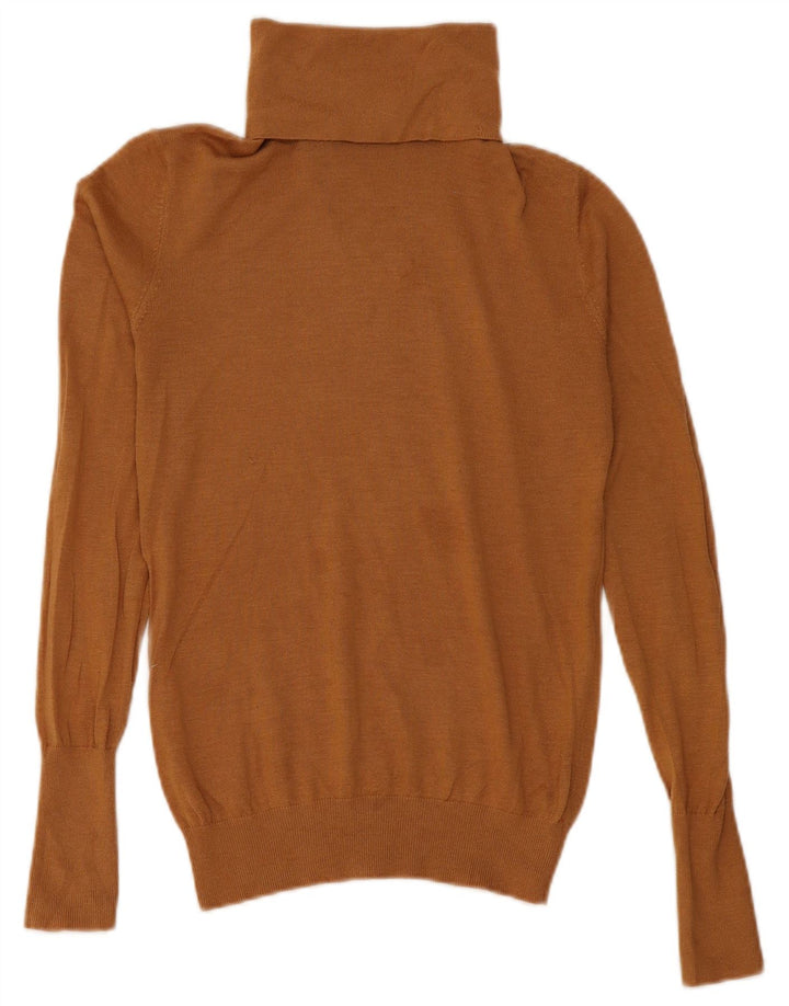 Zara Γυναικείο πουλόβερ με ρολό λαιμόκοψη UK 12 Medium Brown Modal