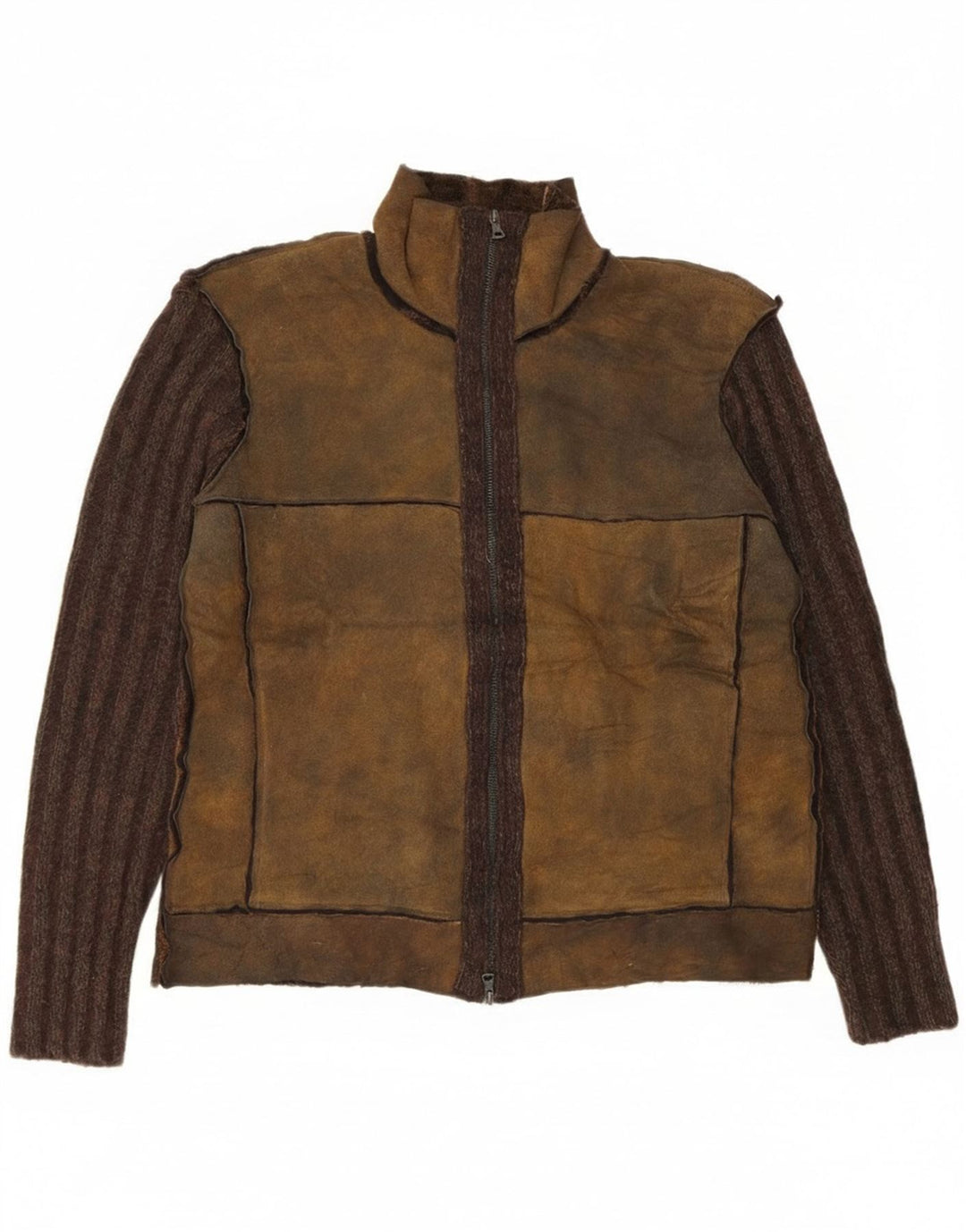 Ανδρικό πουλόβερ vintage ζακέτα IT 50 μεσαίου καφέ χρώματος βαμβακερό