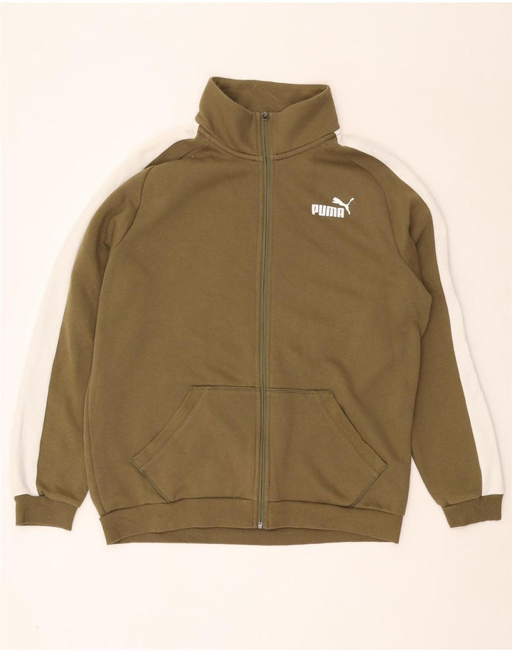 Ανδρική φόρμα PUMA Μπουφάν μεγάλο χακί χρώματος βαμβακερό