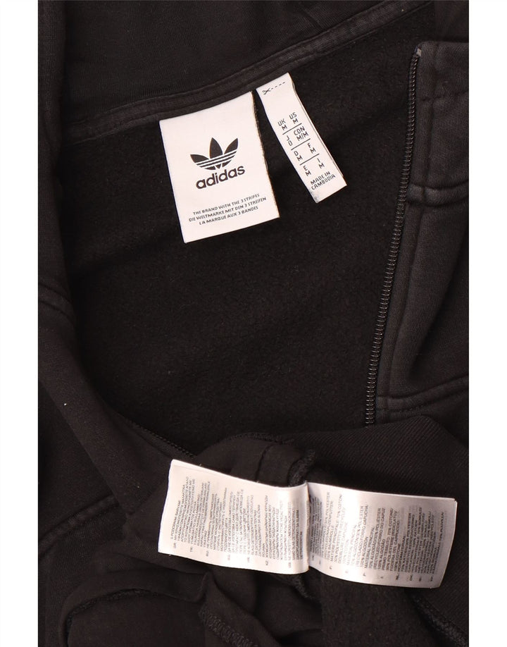 Ανδρικό πουλόβερ με κουκούλα με φερμουάρ Adidas, μεσαίο μαύρο βαμβακερό