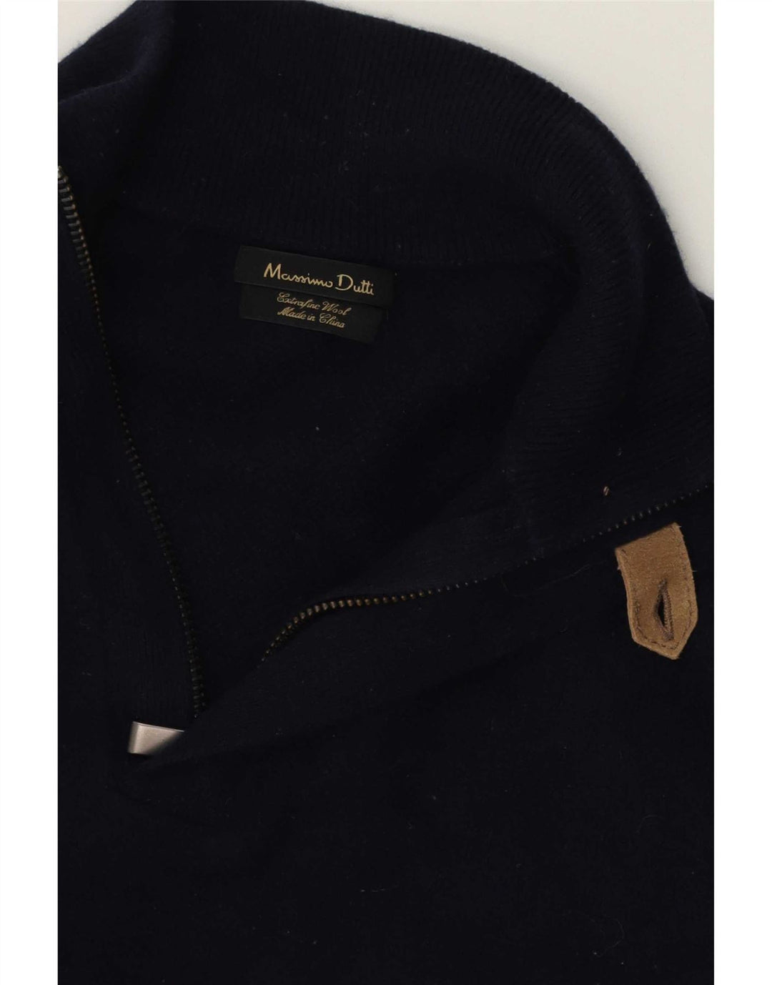 Ανδρικό πουλόβερ Massimo Dutti με φερμουάρ με φερμουάρ, μεσαίο μπλε μαλλί