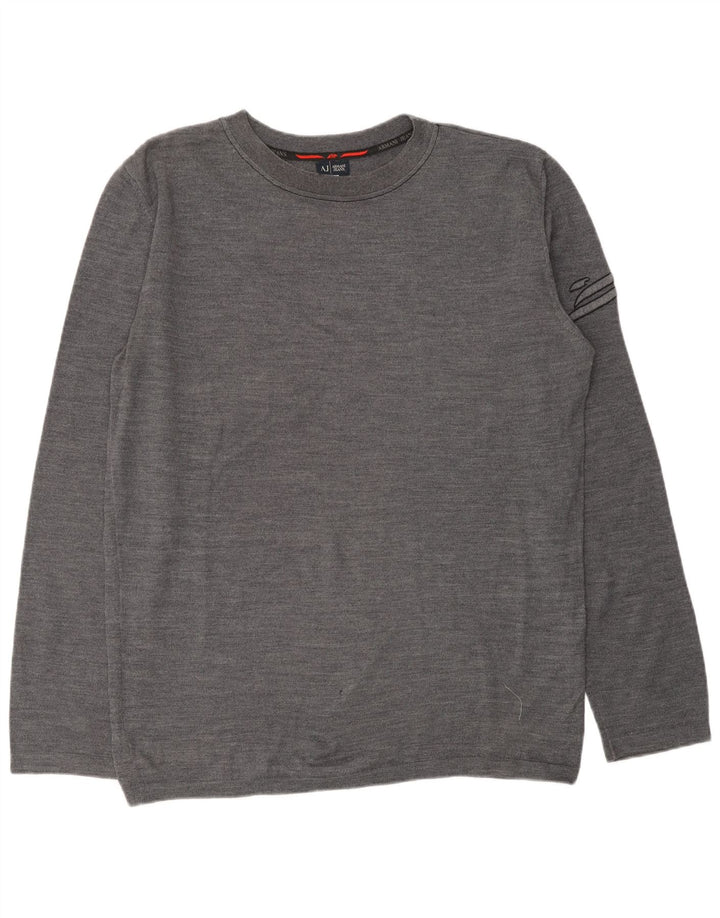 ARMANI JEANS Ανδρικό πουλόβερ με λαιμόκοψη 2XL γκρι μαλλί