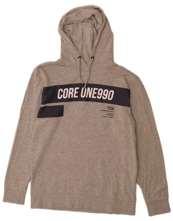 Jack & Jones Ανδρικό γραφικό με κουκούλα, μεγάλο γκρι βαμβακερό χρώμα