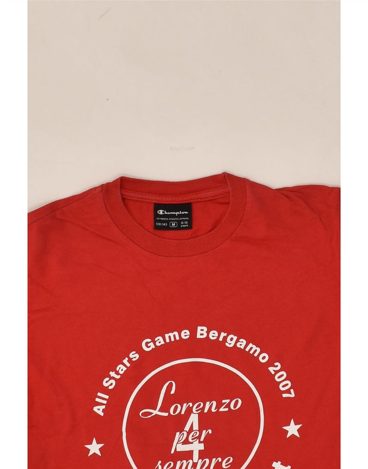 CHAMPION Boys Graphic T-Shirt Top 9-10 Years Medium Red Cotton | Vintage Champion | Thrift | Second-Hand Champion | Used Clothing | Messina Hembry 